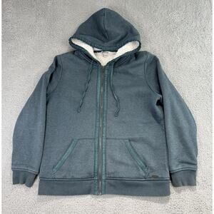 Orvis Women's Large Fleece/Sherpa Lined Full-Zip Hoodie Jacket Pockets Green